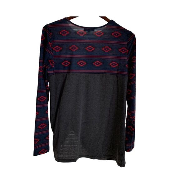 42. Simply Southern Aztec Tribal Trim Knot Long Sleeve Top S NWOT - Picture 3 of 4